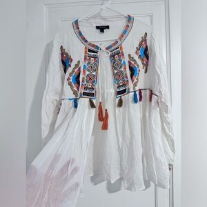 Anthropologie RD & Koko Embroidered Swingy Jacket/Top. Size L.